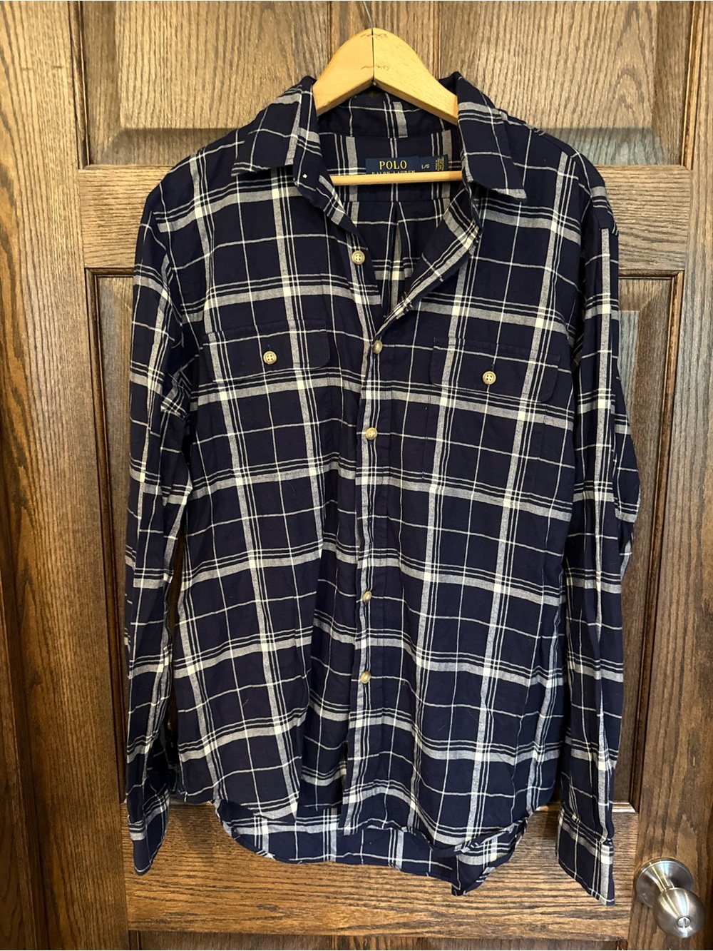 Polo by Ralph Lauren Navy Plaid Button-Up Shirt Size Large